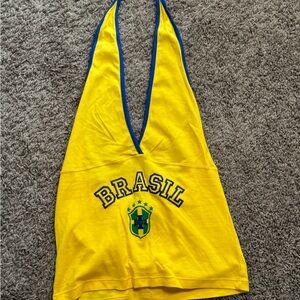 Vibrant Yellow and Blue Crop Top